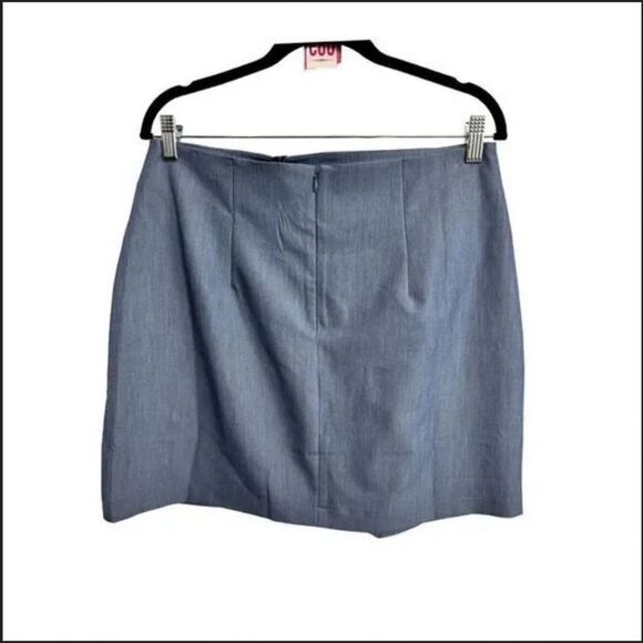 NWT BCBG Maxazria Woven Tiered Front Slit Mini Skirt Dark Chambray Blue - Picture 6 of 16